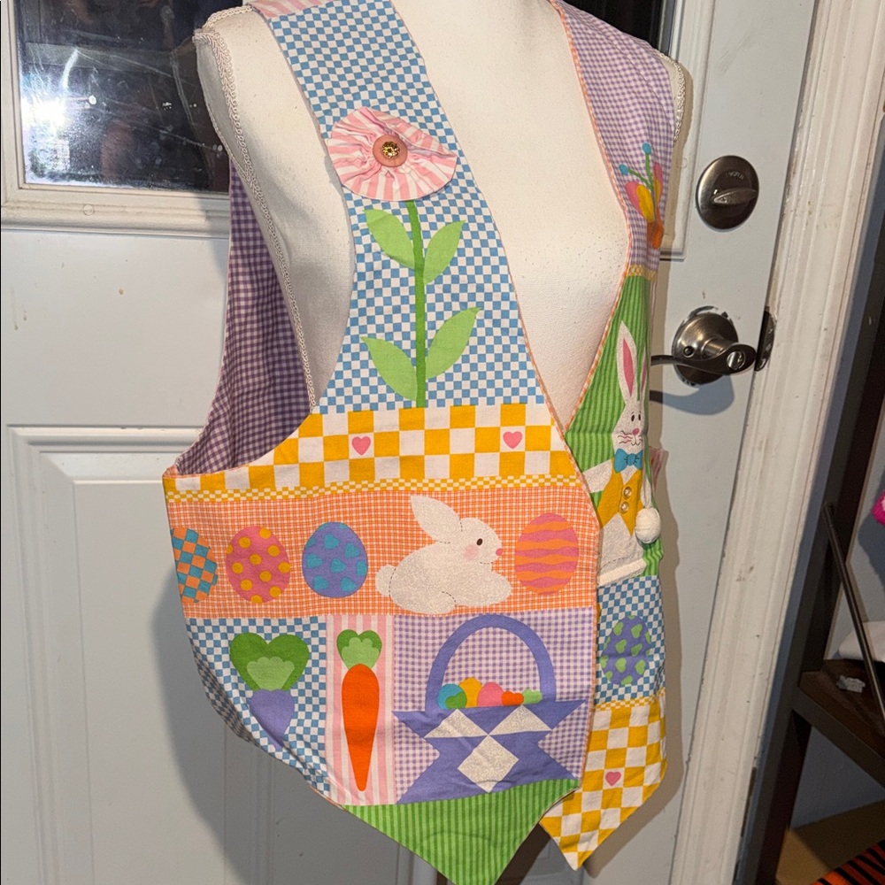 Easter Patchwork Bunny Vest - Colorful Holiday Ap… - image 2
